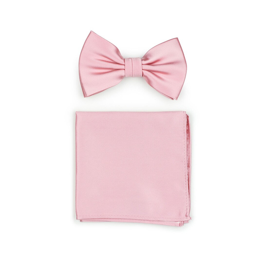 Petal Pink Bow Tie and Pocket Square Set Matching Tie Set of Bowtie and