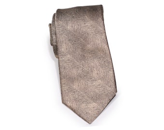 Woodgrain Texture Tie in Bronze Gold - Modern Bronze Gold Mens Wedding Necktie
