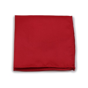 Red Pocket Square | Solid Cherry Red Mens Pocket Square | Matte Textured Pocket Square in Cherry Red Color