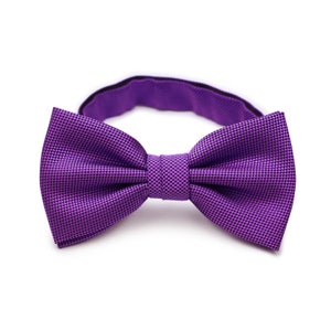 Violet Bow Tie | Mens Solid Color Bow Tie in Violet Purple | Pre-Tied Bowtie in Violet Purple with Matte Microtexture Finish