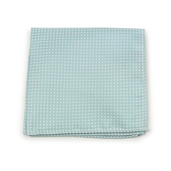 Dusty Mint Green Pocket Square Pin Dot Mens Pocket Square in Dusty