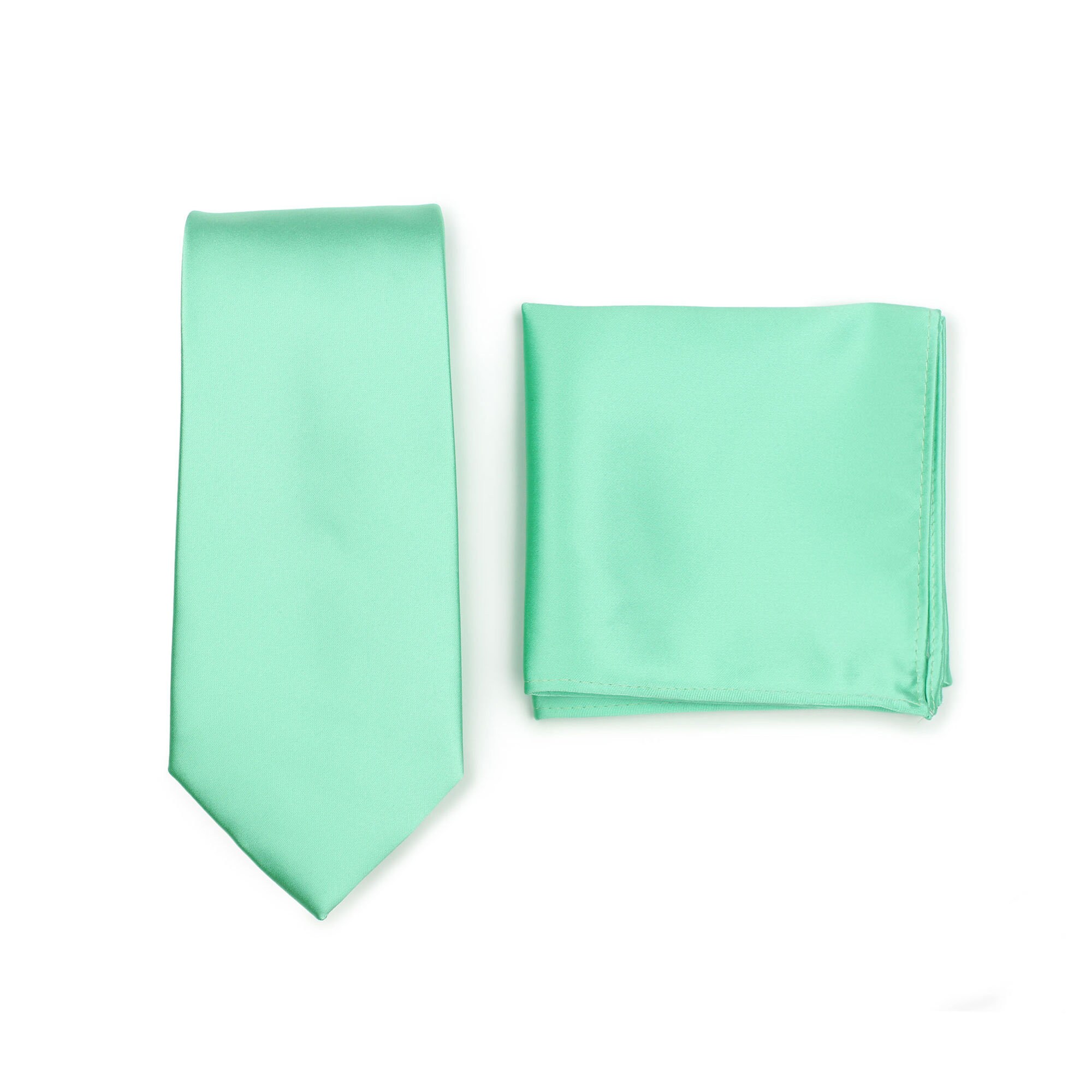 Men's Solid Microfiber Pocket Square - Aqua Mint Green - 10x10 Wedding Prom Hankie