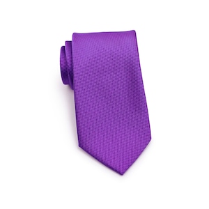 Solid Violet Purple Tie | Mens Necktie in Bright Violet Color in Matte Finish | Microtexture Woven Mens Tie in Violet Purple