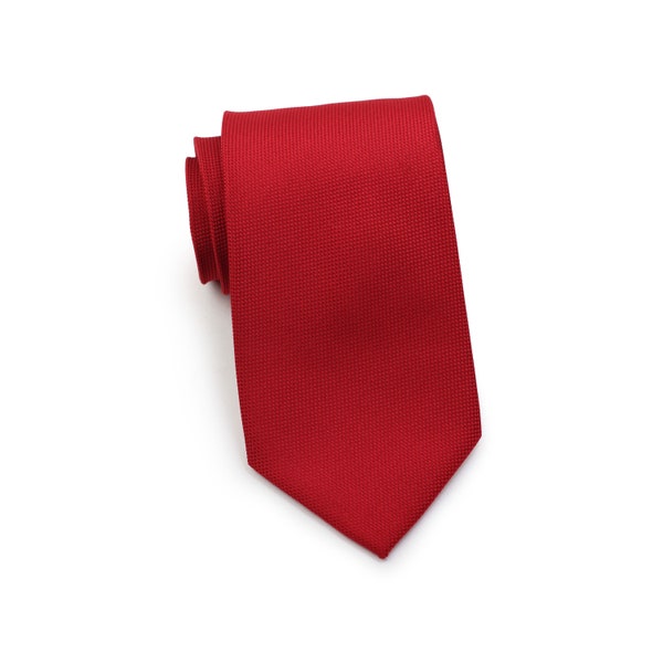 Red Tie in Matte Finish | Solid Color Tie in Bright Cherry Red | Mens Necktie in Cherry Red with Matte Textured Finish