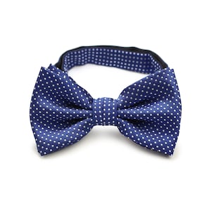 Royal Blue Bow Tie | Mens Bow Tie in Royal Blue | Wedding Bow Ties in Royal Blue with White Pin Dots | Pre-Tied Bow Tie Royal Blue