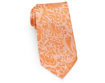 Orange de tangerine extra longue (fr) XXL Orange Hommes Tie avec Paisley Design (fr) Big and Tall Mens Tie in Bright Mandarin Orange - XL Longueur