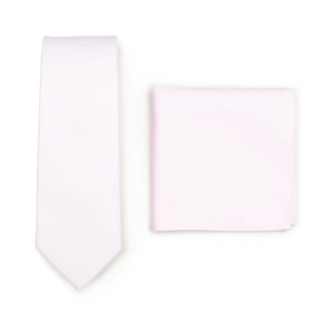 Necktie Set in Blush | Skinny Tie + Pocket Square in Blush  | Matte Linen Tie in Blush