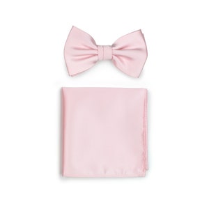 Blush Bow Tie Set | Wedding Bow Tie + Pocket Square Set in Blush Pink