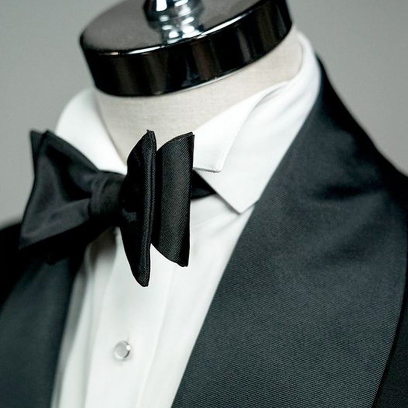 Self Tied Black Bow Tie Formal Black Tie Bowtie in Satin - Etsy