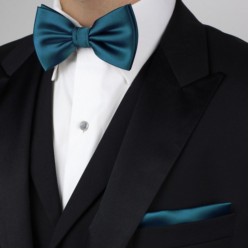 Peacock Bow Tie Set Men's Bow Ties and Pocket Square Etsy