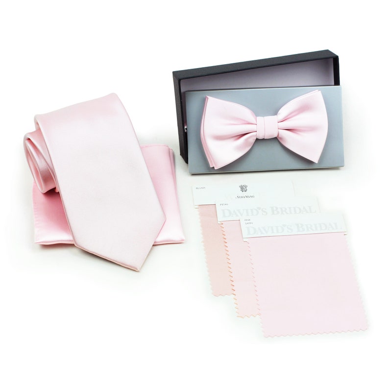 Blush Necktie & Pocket Square Set Wedding Tie Set in Blush Pink image 8