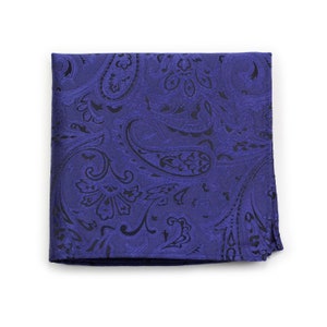 Ultramarine Pocket Square | Mens Suit Hanky in Violet Navy Paisley Design