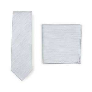 Skinny Tie Set in Mystic Gray | Light Silver Gray Skinny Necktie + Hanky Set