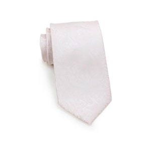 Blush Paisley Tie | Men&#39;s Necktie in Blush Pink with Paisley Design | Wedding Mens Tie in Soft Blush Pink with Elegant Paisleys