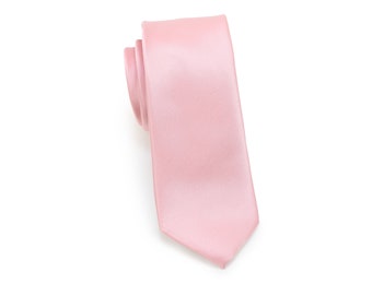 Kids Tie in Petal Pink | Boys Sized Necktie in Petal Pink | Solid Colored Kids Tie in Petal Pink | Pink Ring Bearer Tie (fits ages 5-10)