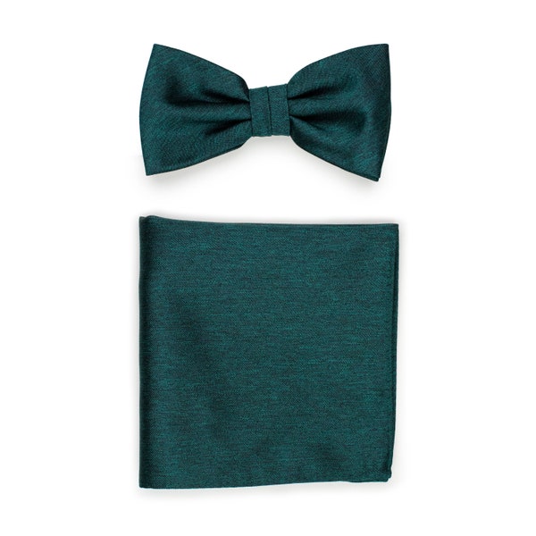 Gem Bowtie Set | Gem Green Woolen Bow Tie + Pocket Square
