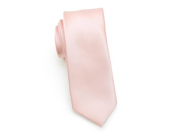 Peach Blush Kids Tie | Kids Sized Necktie in Peach Blush | Solid Colored Boys Tie in Peach Blush Pink | Ring Bearer Tie in Peach (ages 5-10)