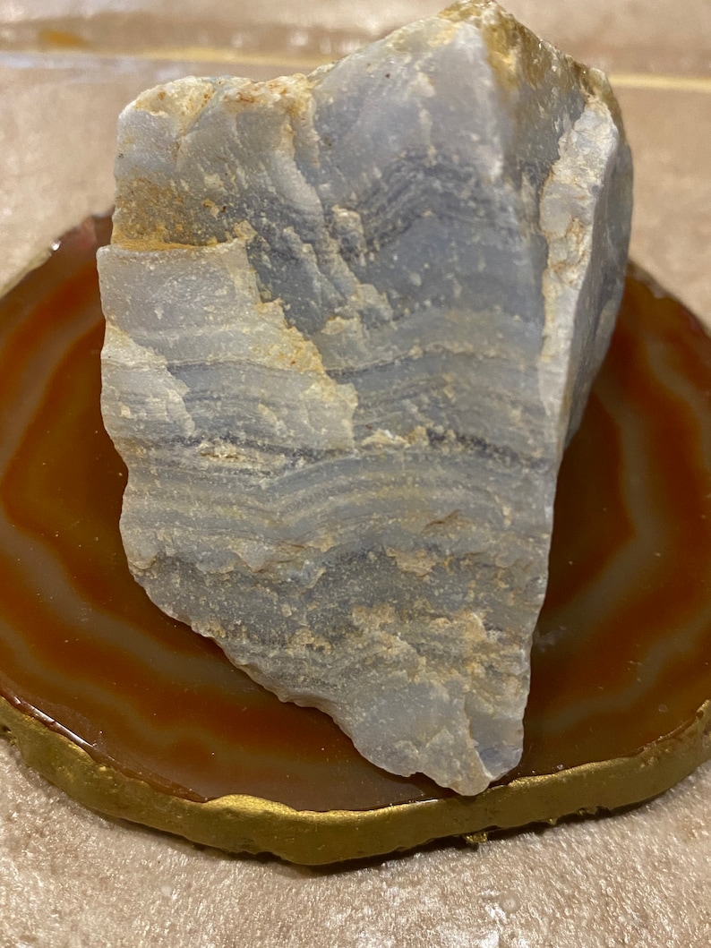 Blue Lace Agate Chunk-RAW and Beautiful ! Excellent Stress Reliever!!