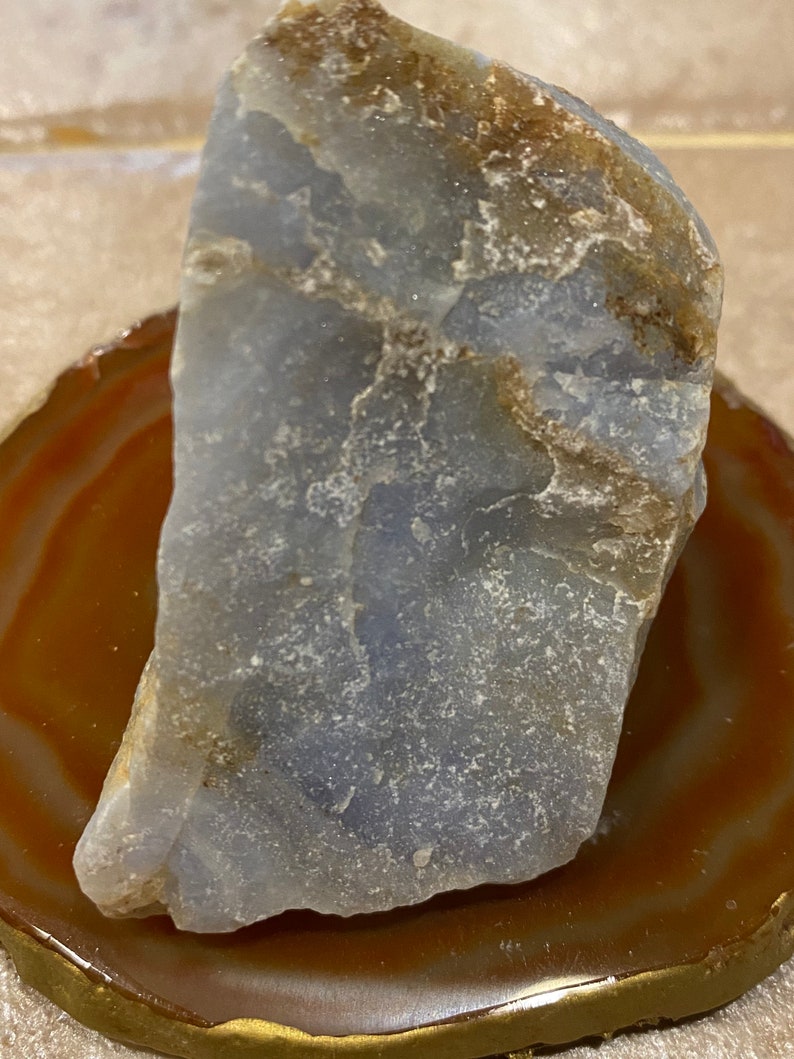 Blue Lace Agate Chunk-RAW and Beautiful ! Excellent Stress Reliever!!