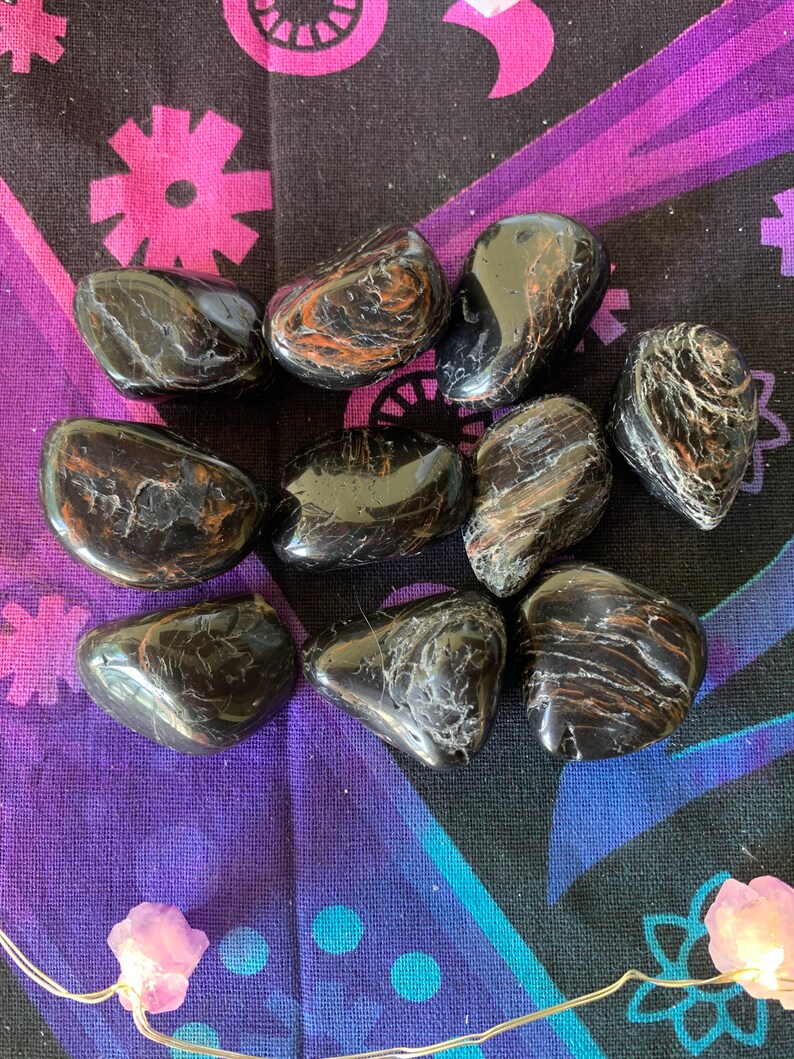 Powerful Protection! Brazil-RARE Black Tourmaline Premium Authentic Tumbled Crystals with Red Hematite Inclusions