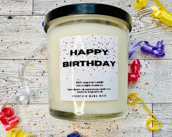 HAPPY BIRTHDAY Candle Jar|| Soy Wax Candle Handpoured || Birthday Cake Scented