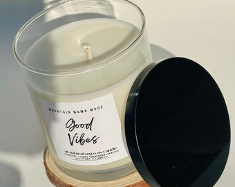Good Vibes Candle Jar || Nontoxic Vegan Candle || Soy Wax Candle || Spa Candle