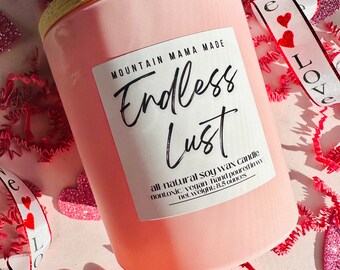 Endless Lust Candle Jar || Handpoured Soy Wax Candle || Valentine’s Day Candle || Floral Candle || CLEARANCE