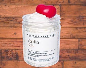 Vanilla Kiss Whipped Soap: Handmade Moisturizing Valentine's Day Soap