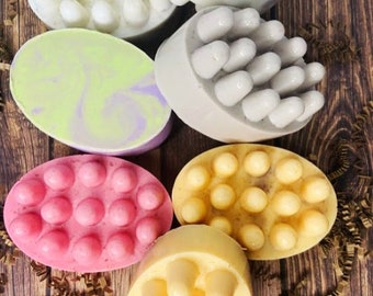 Massage Bar Soaps || Handmade Nontoxic Oatmeal and Shea Butter || Massaging Spa Soap || Scented