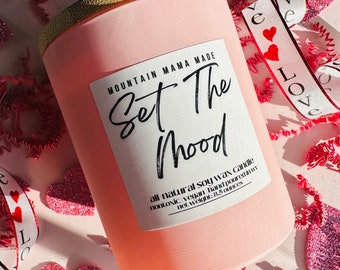 Set the Mood Candle Jar || Valentine’s Day Candle || Handpoured Soy Wax Candle || Romantic Candle || CLEARANCE