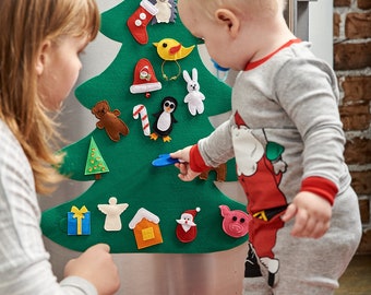 Magnet Christmas tree for toddler, Kids Felt Christmas Tree