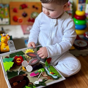 Forest Quiet Book Tablet: Montessori Felt Busy Board, Educational Toy