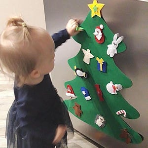 Magnetic Felt Christmas Tree | Baby Christmas Gift | Personalized Montessori Felt Christmas Tree with Christmas ornaments | Christmas tree