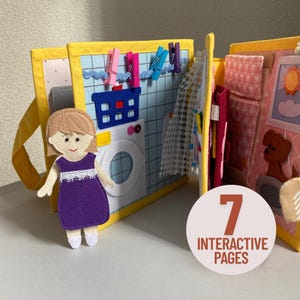 Quiet Book Dollhouse, Handmade Book for Toddlers, Montessori Preschool Sensory Activities