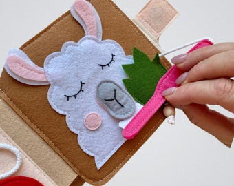 Personalized Quiet Book 7 Pages, Soft Baby Activity Book, Montessori Educational Toys