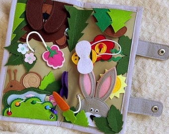 Quiet Book Woodland Animals, Montessori Baby Toddler Busy Book, Sensory Toys