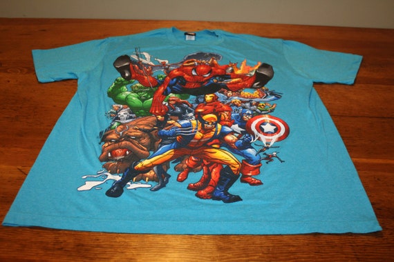 Vintage Marvel Comics T Shirt - Teal - XL