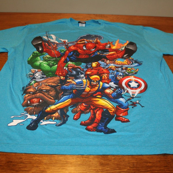 Vintage Marvel Comics T Shirt - Teal - XL