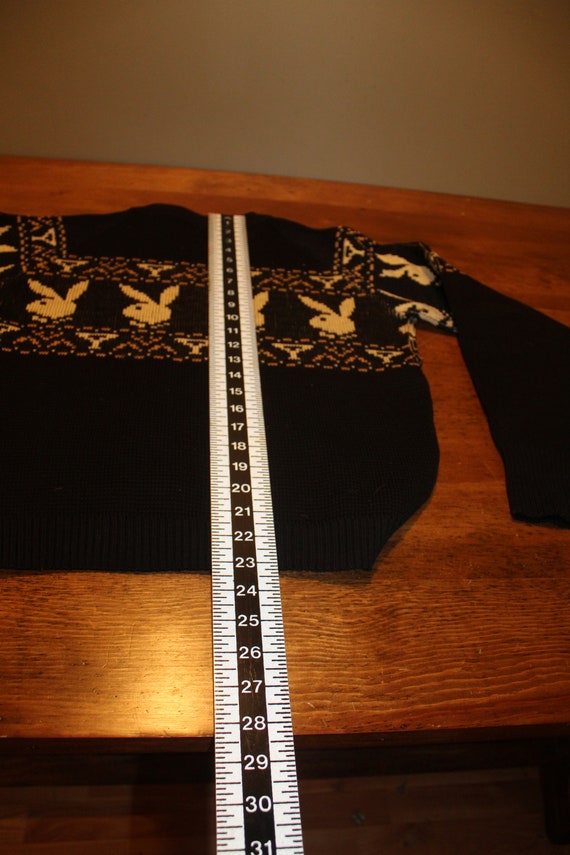 Original Vintage 1960s Playboy Black Wool Sweater Playmate Club