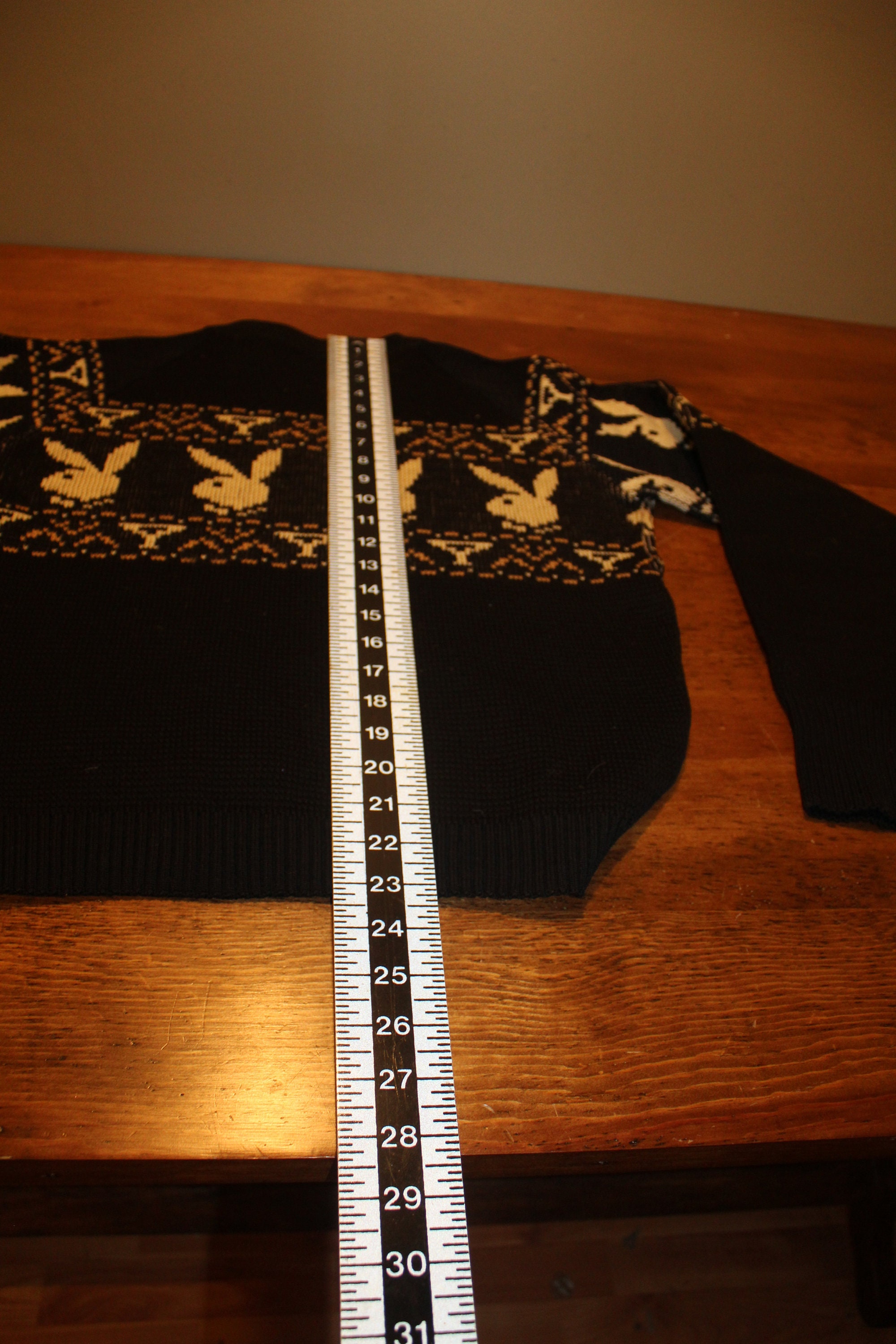 Original Vintage 1960s Playboy Black Wool Sweater Playmate Club