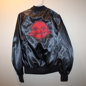 Vintage Sportsmaster Corvette Black Satin Jacket - Medium - 69 Vette