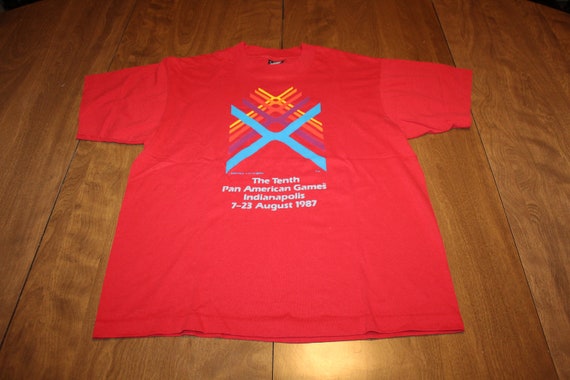 Vintage 1987 Pan Am Games Single Stitch Red T Shi… - image 2