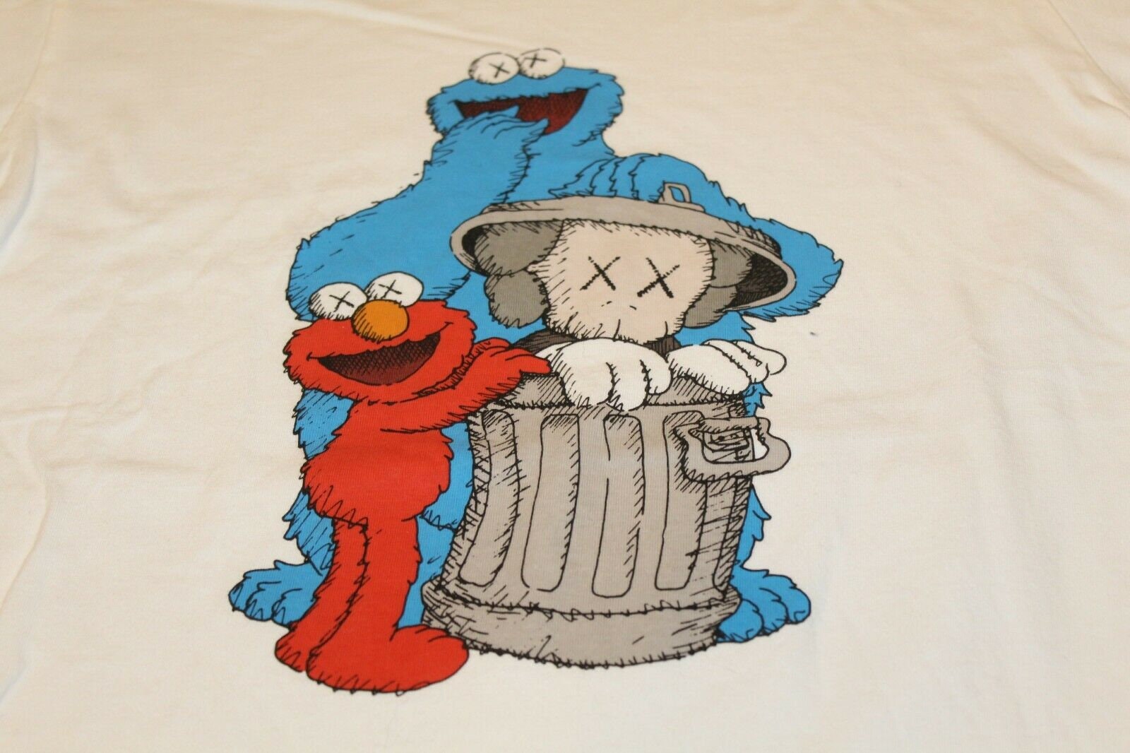 Kaws X Sesame Street Cookie Monster Elmo White Shirt Size