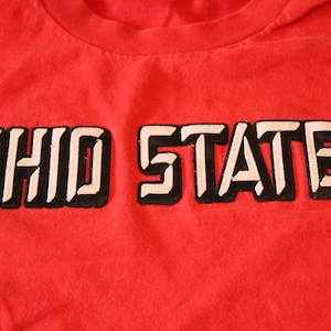Vintage Ohio State Buckeyes Embroidered Red T Shirt - XL