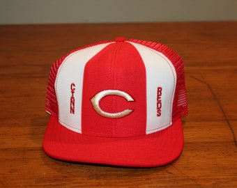 NEW! Vintage 1980s Cincinnati Reds Lucky Stripes Baseball Cap Official Licensed AJD Snapback Mesh Hat