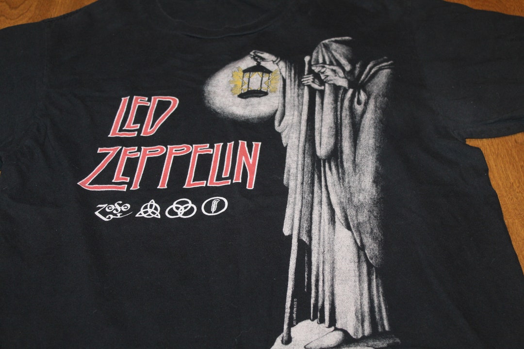 Vintage Led Zeppelin Black Band T Shirt - Wizard - S/M? - Etsy Vintage Led Zeppelin Black Band T Shirt - Wizard - S/M? - Etsy