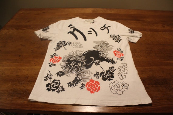 Gucci Linen T-Shirt Top Size Small 'L'AVEUGLE PAR