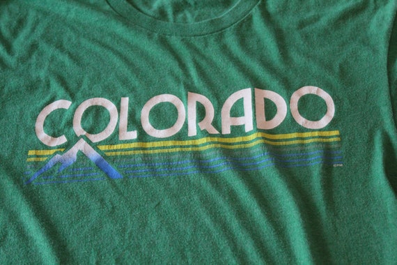 Green Colorado Travel Tourism Shirt - Small? - image 1