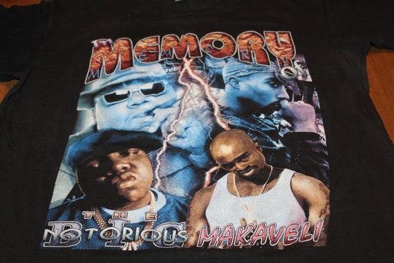 Vintage Biggie Tupac 90s Rap Tee Shirt 2pac Stop Violence in
