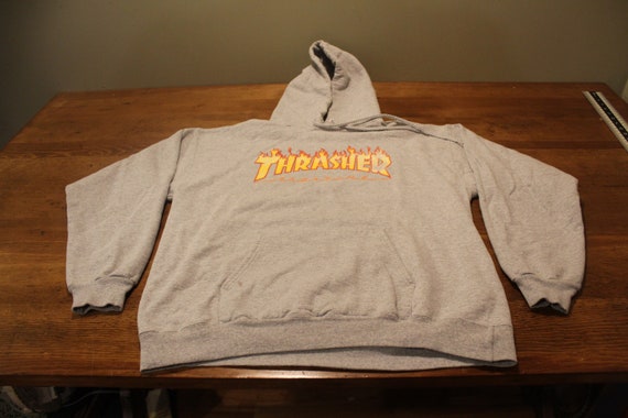 Vintage Thrasher Skateboard Magazine Gray Hoodie -